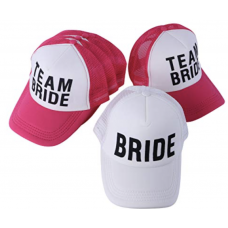Trucker Cap Hat - Set of 7 TEAM BRIDE PINK AND WHITE BRIDE